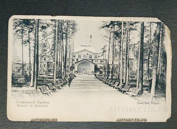 Открытка "Сестрорецкий курорт Souvenir de Sestrorezk Вид из Парка" Фототипия А. И. Вильборг Россия. Нач. ХХ века №6514